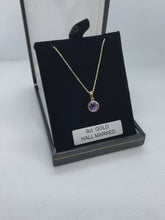 Load and play video in Gallery viewer, 9ct gold 18 inch chain with round amythest pendant
