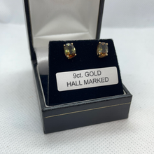 Load image into Gallery viewer, 9ct gold and smoked topaz stud earrings
