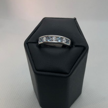 Load image into Gallery viewer, White gold cubic zirconia and aquamarine ring
