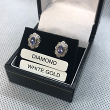 Load image into Gallery viewer, White gold diamond and Amythest earrings
