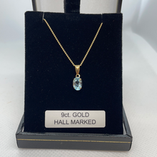 Load image into Gallery viewer, 9ct Gold 18 inch chain and blue topaz pendant

