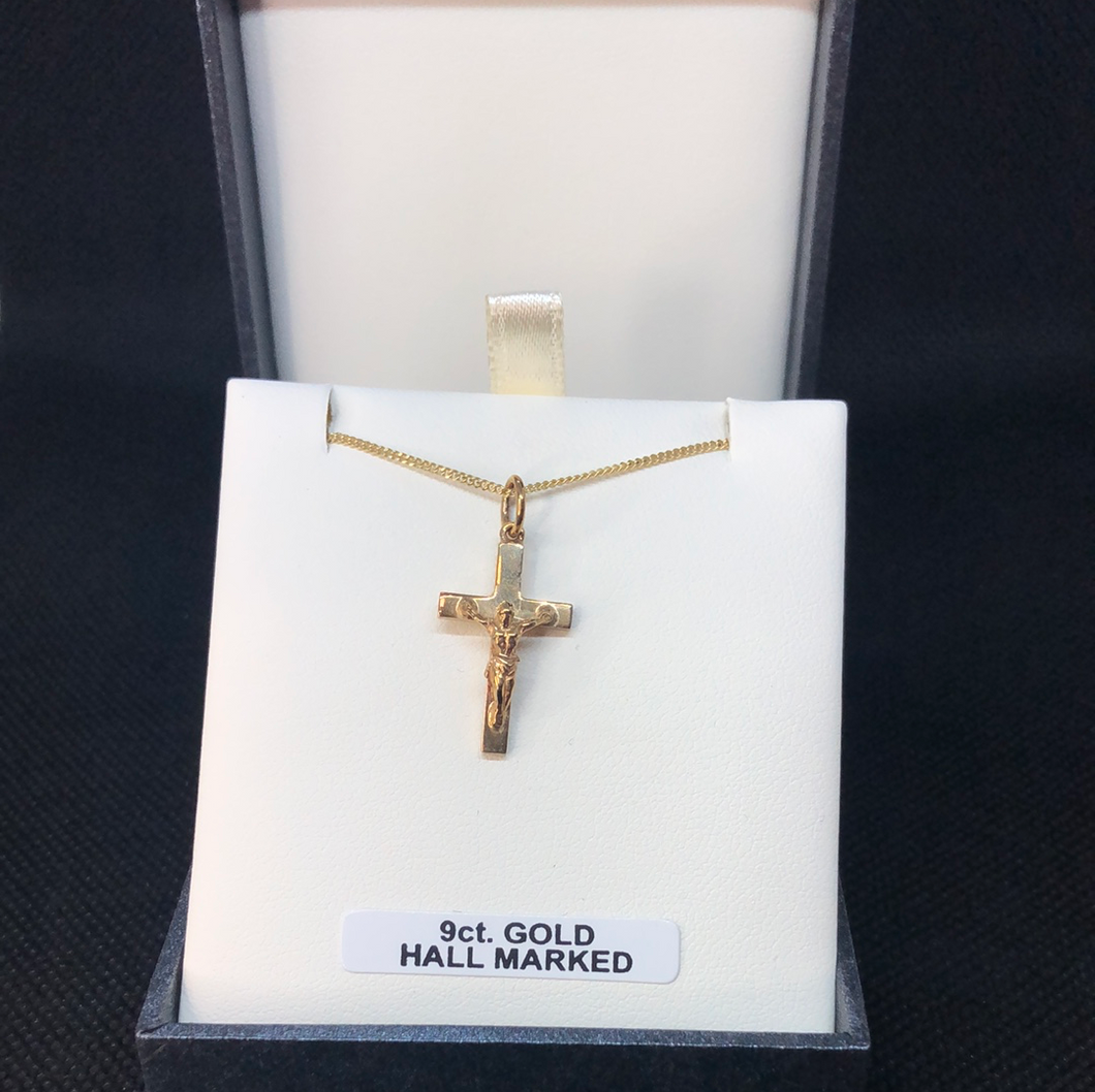 9ct Gold Jesus on the Cross pendant and chain