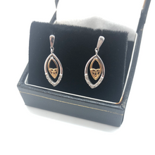 Load image into Gallery viewer, White gold , yellow gold and diamond Celtic Knot earrings
