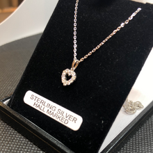 Load image into Gallery viewer, Sterling silver and cubic zirconia heart pendant and chain

