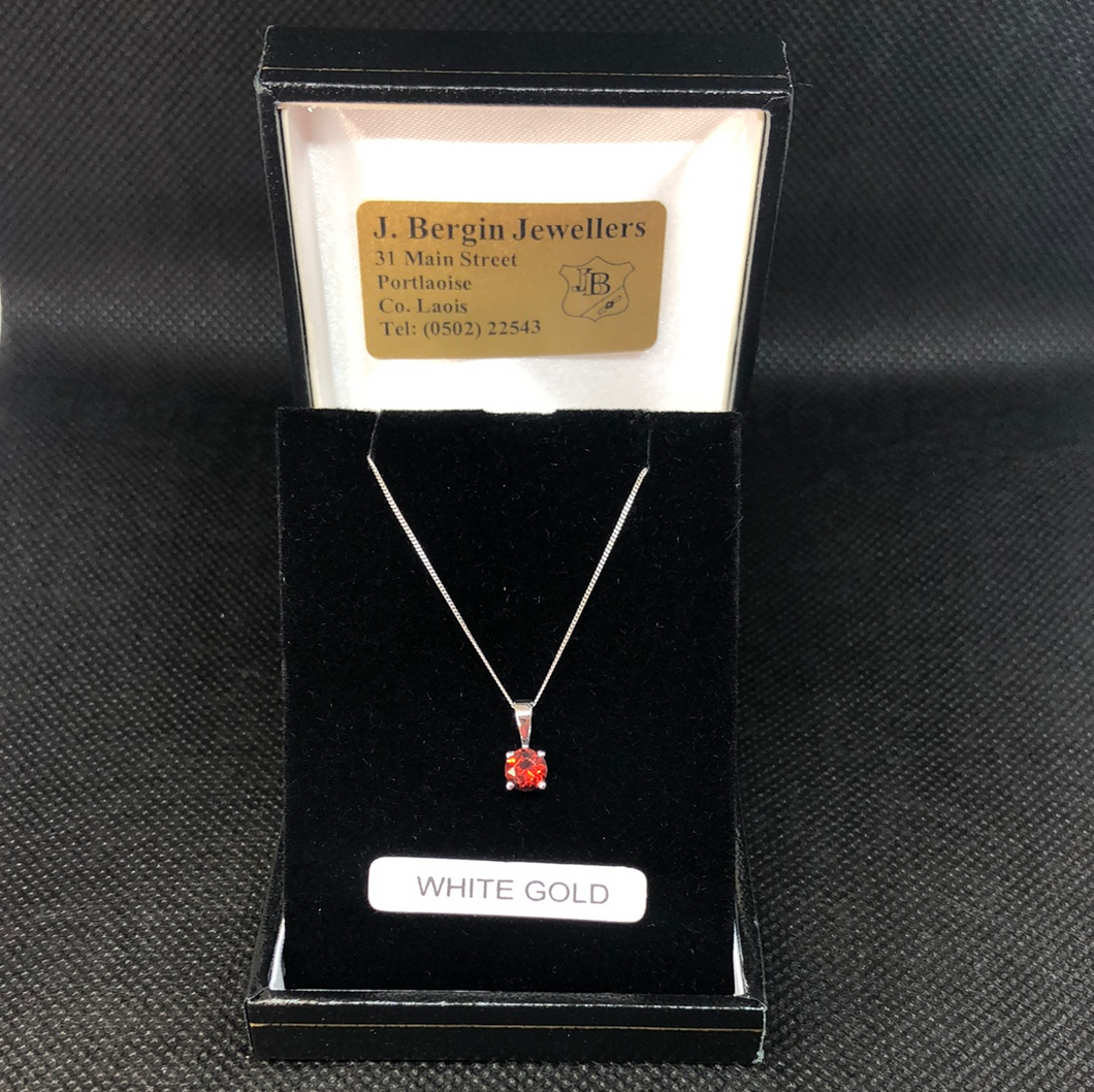 9ct White Gold Chain with Ruby pendant