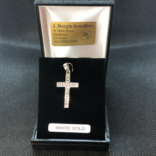 Load image into Gallery viewer, 9ct White Gold Cross with Cubic Zirconia pendant only, no chain included
