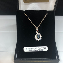 Load image into Gallery viewer, Sterling silver , onyx and cubic zirconia pendant and chain
