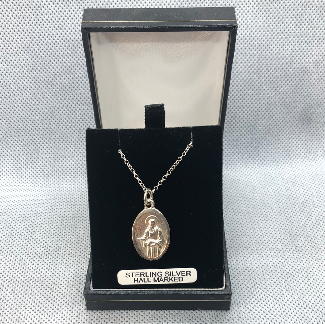 Sterling silver padre pio pendant and chain