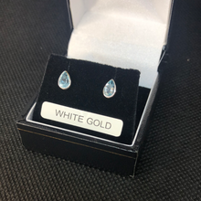 Load image into Gallery viewer, 9ct White Gold Blue Topaz stud earrings
