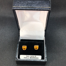 Load image into Gallery viewer, 9ct Gold and Yellow Topaz Heart Shaped stud earrings
