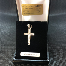 Load image into Gallery viewer, 9ct White Gold Cross with Cubic Zirconia pendant only, no chain included
