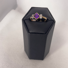 Load image into Gallery viewer, 9ct gold , amethyst and cubic zirconia ring
