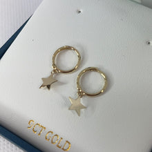 Load image into Gallery viewer, 9ct gold mm hoop with drop star
