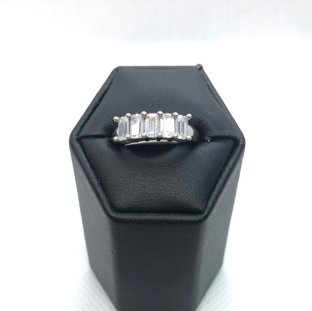 White gold and cubic zirconia ring