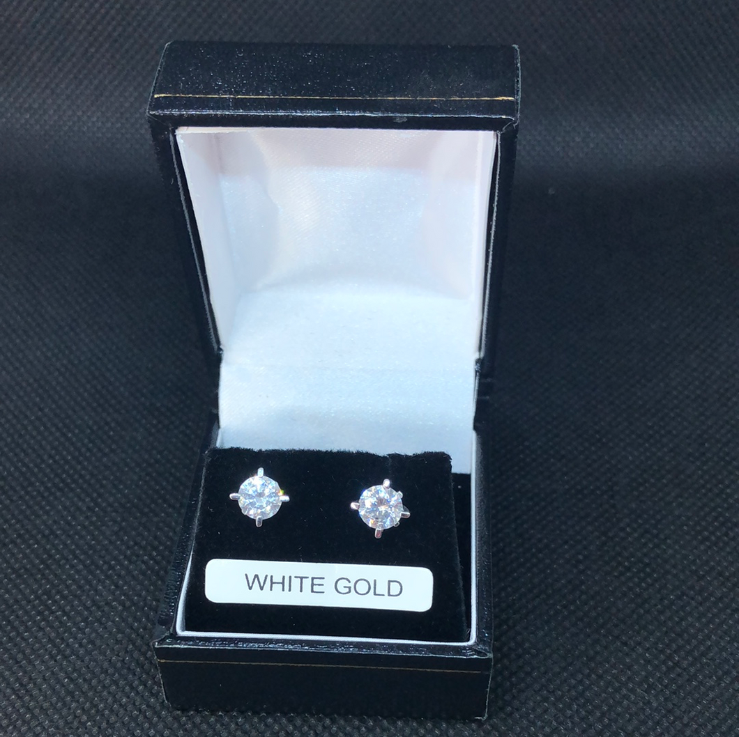 9ct Gold and White Gold cubic zirconia stud earrings