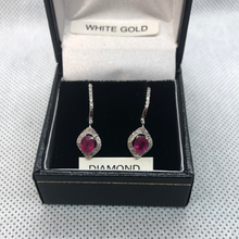 Load image into Gallery viewer, White gold, Ruby and Diamond drop earrings
