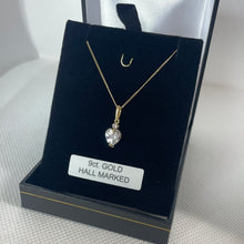 Load image into Gallery viewer, 9ct gold and cubic zirconia heart detail pendant and 18 inch chain
