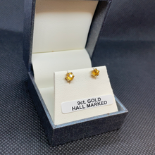 Load image into Gallery viewer, 9ct gold and yellow topaz stud earrings
