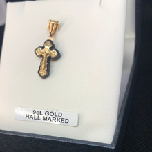 Load image into Gallery viewer, Onyx and 9ct Gold cross pendant
