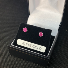 Load image into Gallery viewer, 9ct White Gold Ruby stud earrings
