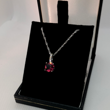Load image into Gallery viewer, Sterling silver ruby and cubic zirconia pendant and chain
