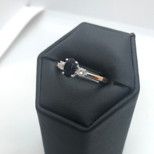Load image into Gallery viewer, Black sapphire and diamond rose gold ring
