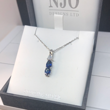 Load image into Gallery viewer, Sterling silver sapphire and cubic zirconia chain and pendant
