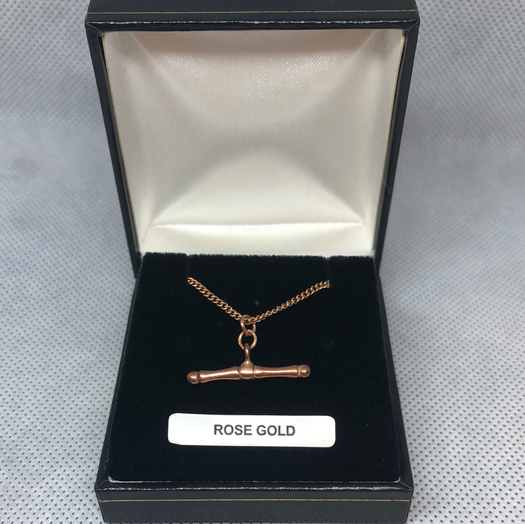 Rose gold T bar Pendant and chain