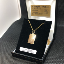 Load image into Gallery viewer, 9ct gold engravable pendant with chain
