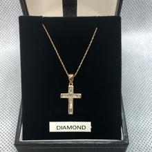 Load image into Gallery viewer, 9ct gold and diamond cross
