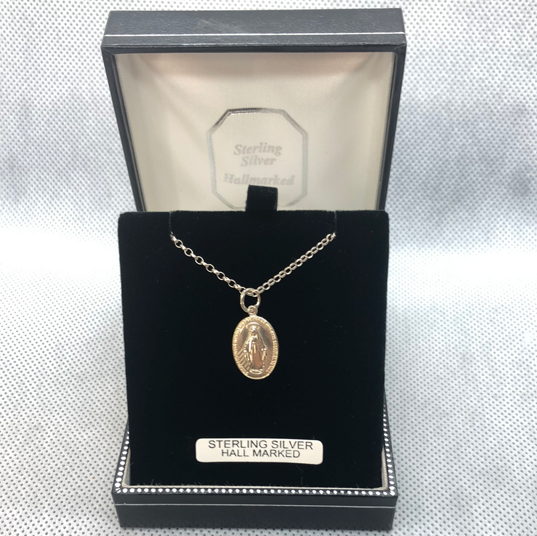 Sterling silver miraculous mary medal