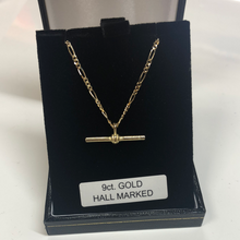 Load image into Gallery viewer, 9ct gold t bar with 18 inch figaro chain
