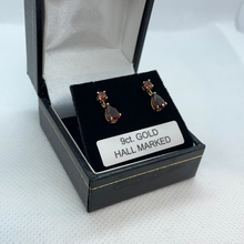 Load image into Gallery viewer, 9ct gold and garnet drop earrings
