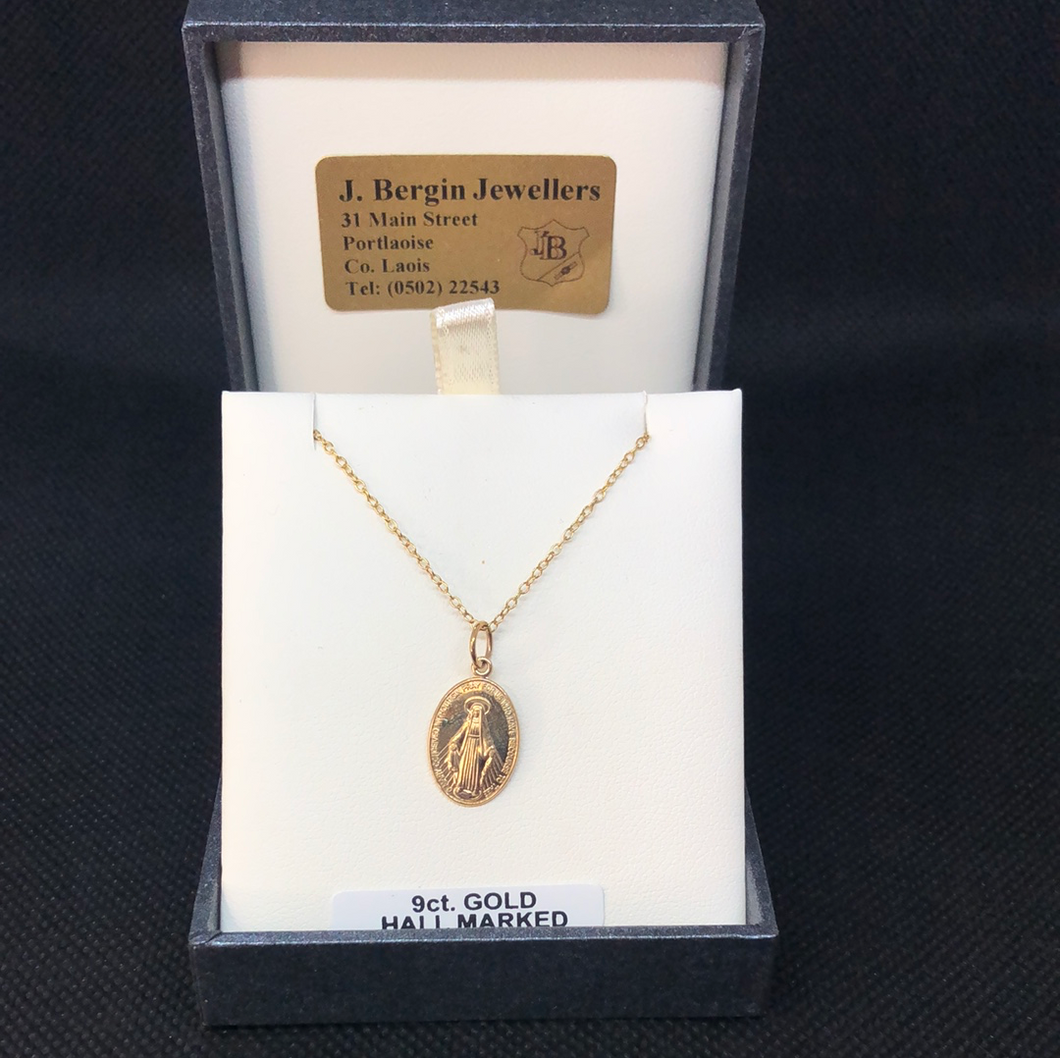 9ct Gold Miraculous medal and chain
