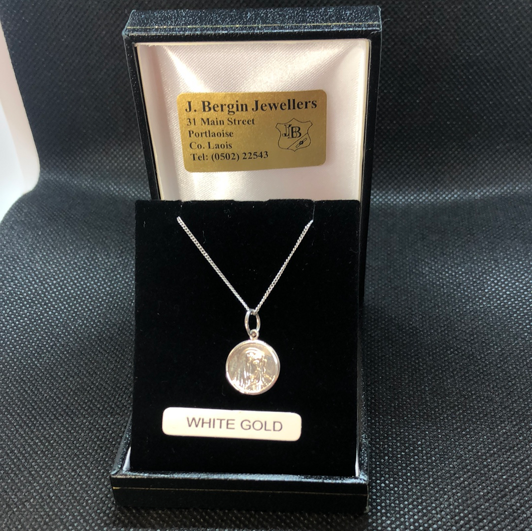 9ct White Gold pendant - Mary Religious Medal