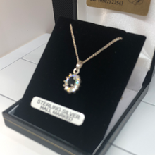 Load image into Gallery viewer, Sterling silver , onyx and cubic zirconia pendant and chain
