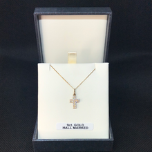 Load image into Gallery viewer, 9ct Gold and Cubic Zirconia cross and chain
