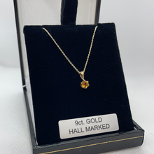 Load image into Gallery viewer, 9ct gold 18 inch chain with yellow topaz pendant
