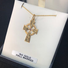 Load image into Gallery viewer, 9ct Gold with Amythest cross and chain
