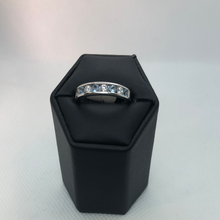 Load image into Gallery viewer, White gold cubic zirconia and aquamarine ring
