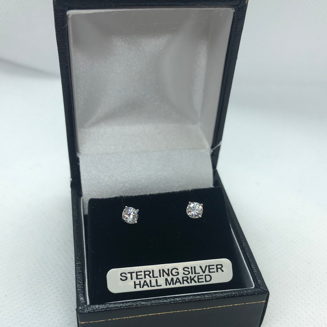 Sterling silver Cubic Zirconia stud earrings