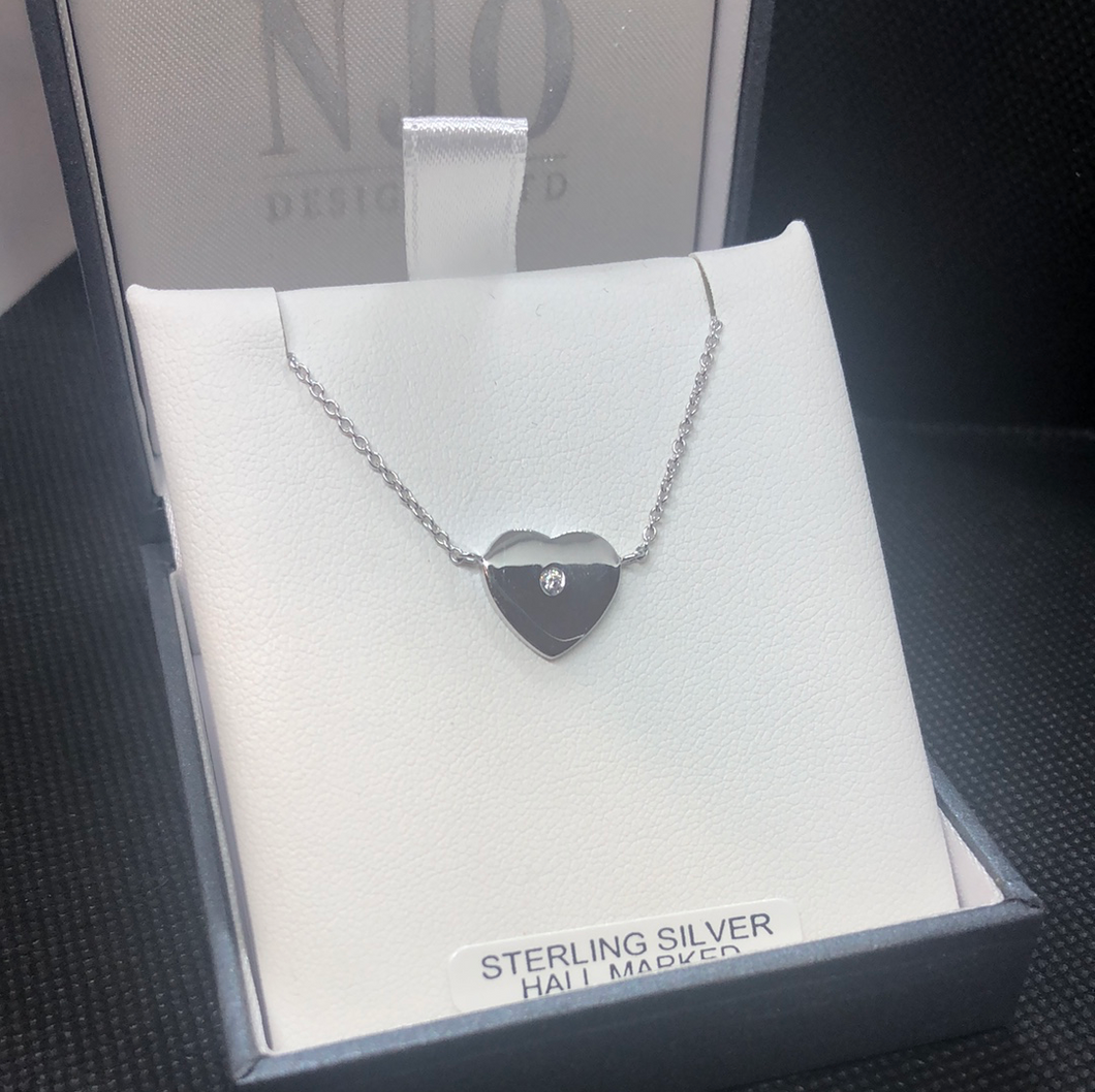 Sterling silver with CZ heart necklace