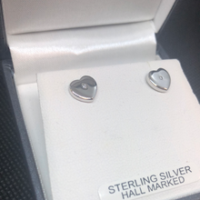 Load image into Gallery viewer, Sterling silver and CZ heart stud earrings
