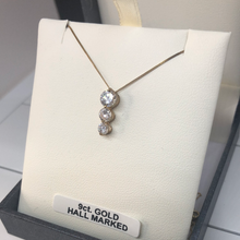 Load image into Gallery viewer, 9ct Gold and Cubic Zirconia Pendant and Chain
