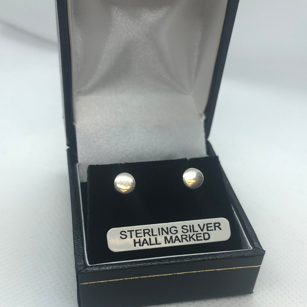Sterling silver round stud earrings