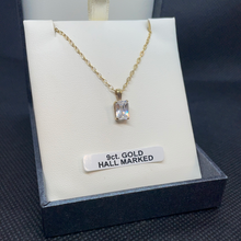 Load image into Gallery viewer, 9ct gold 20 inch chain with rectangular cubic zirconia chain
