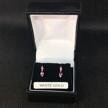 Load image into Gallery viewer, Pink topaz and 9ct White Gold earrings
