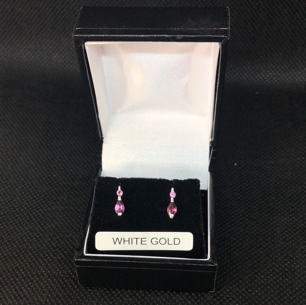 Pink topaz and 9ct White Gold earrings