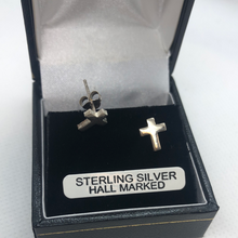 Load image into Gallery viewer, Sterling silver cross stud earrings
