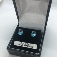 Load image into Gallery viewer, 9ct Gold and Blue Topaz earrings
